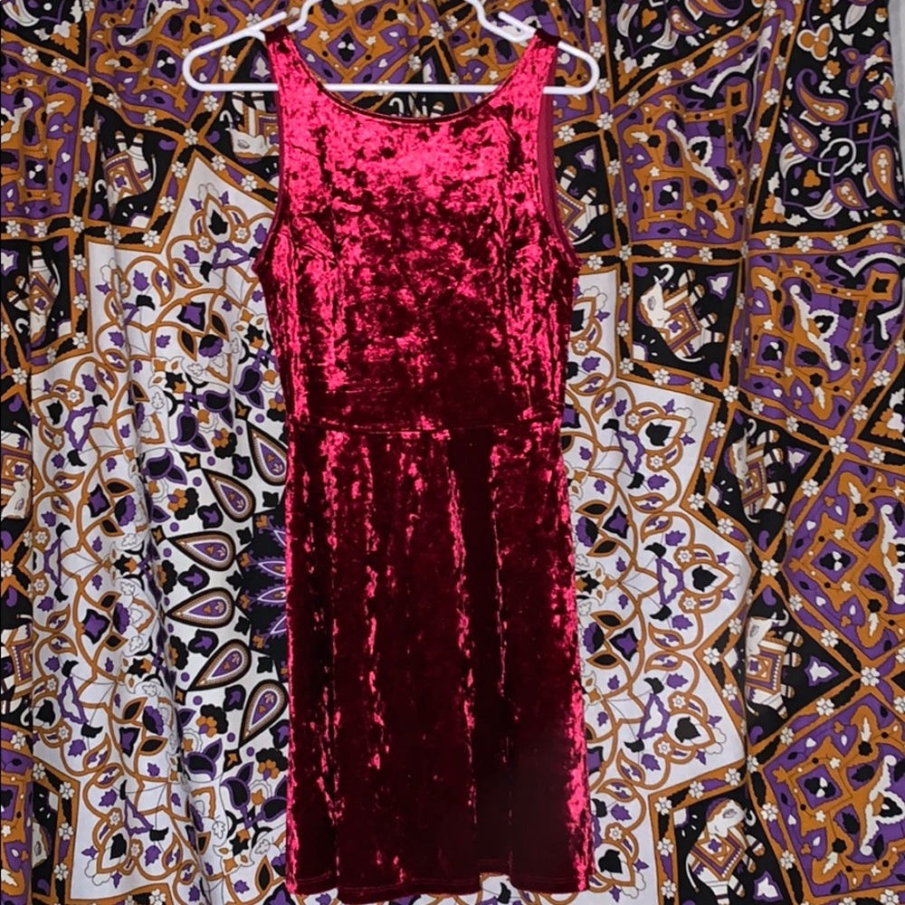 Red velvet party dress.